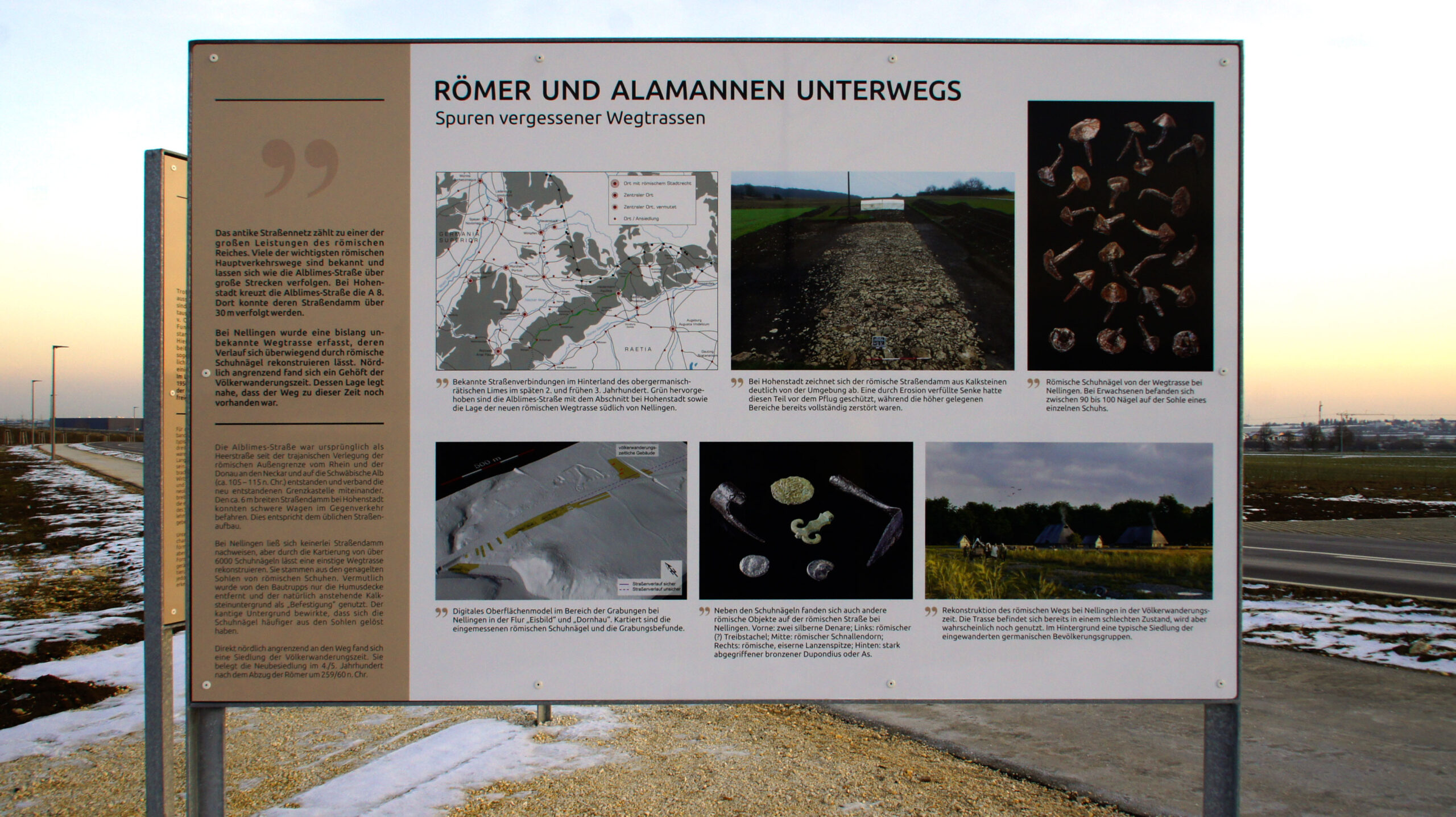 Informationstafel zu Spuren von Römern und Alamannen